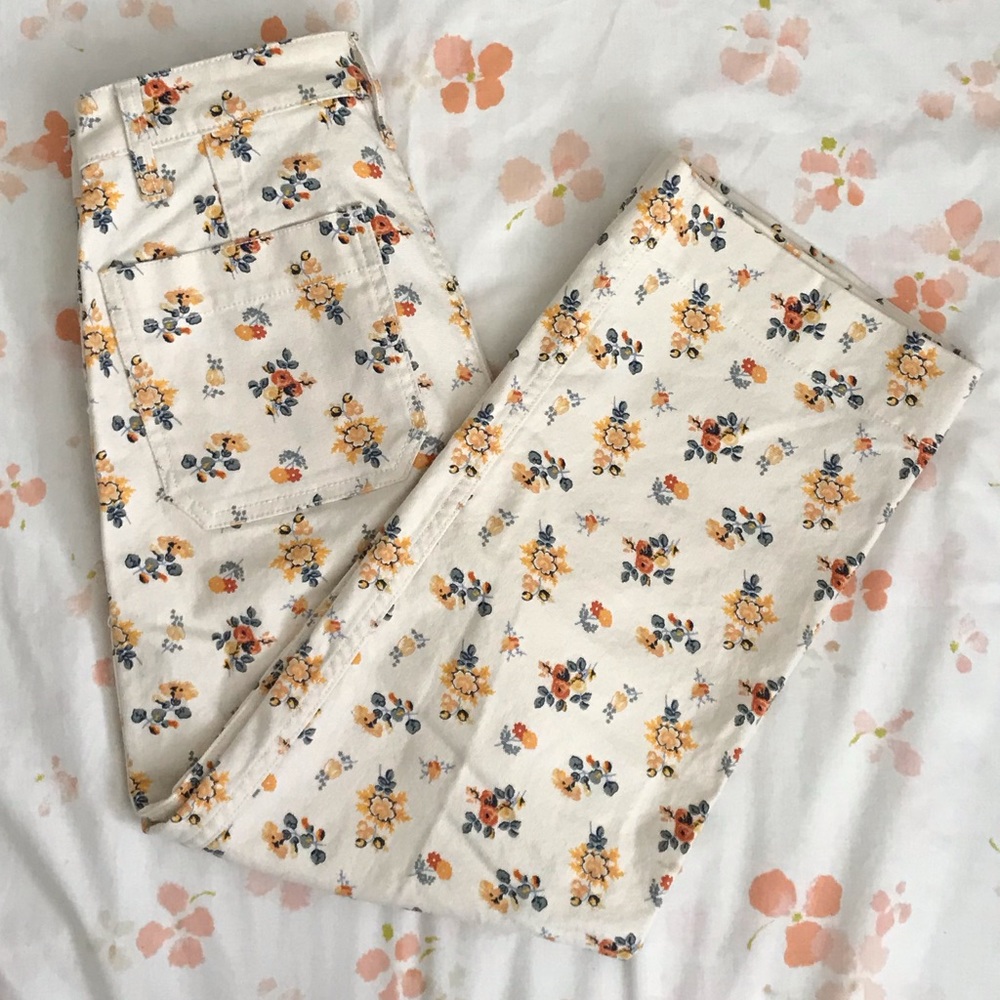 Madewell floral wide leg denim
